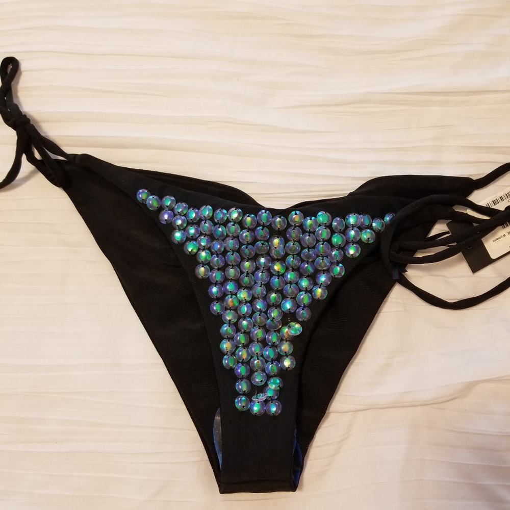 Beach Riot Black Sand Iridescent Bikini Bottoms
